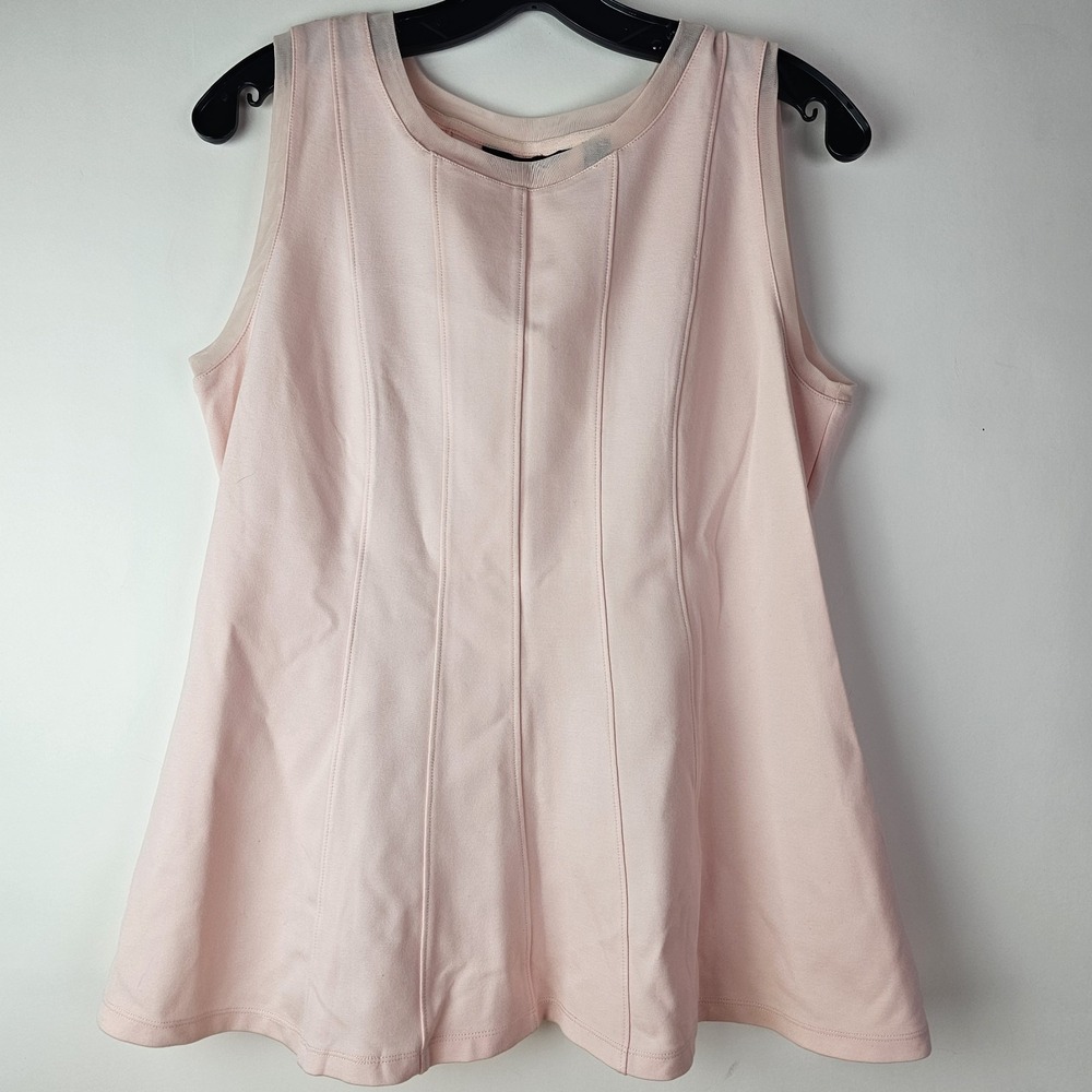 H By Halston Womens Small Top Pale Pink Mesh Peplum Crew Neck Modern Sleeveless